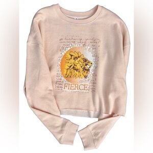 Cropped Sweatshirt Pink with lion Art